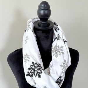 Snowflake Patterned Infinity Scarf